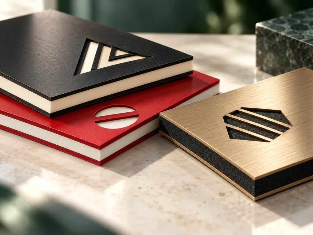 AI teaching concept: layered engraving sheet samples