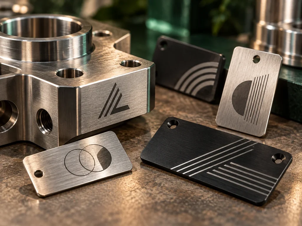 AI teaching concept: marked metal tags and component identification